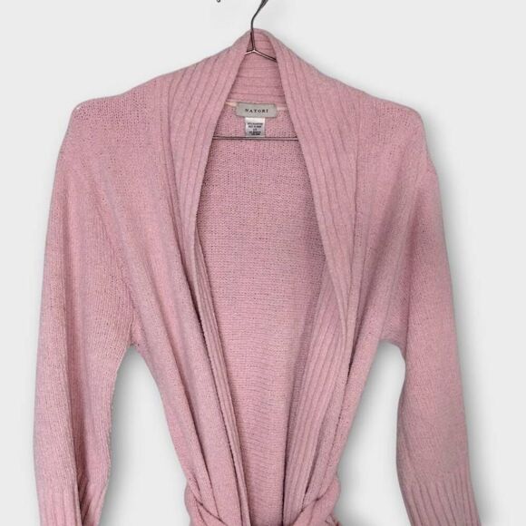 Natori Womens Robe Sz‎ XS Pink Fleece Cozy Mellow Belt Pockets Sleepwear - Picture 3 of 9